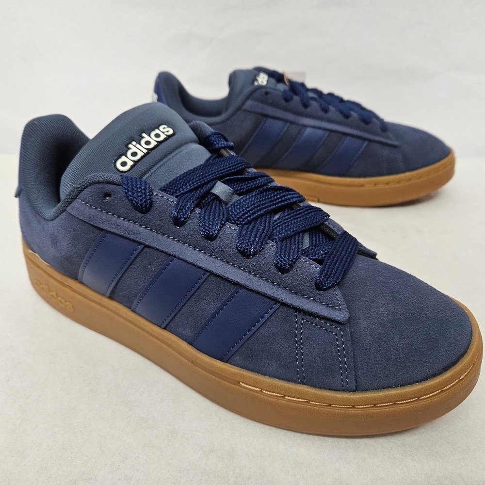 Adidas Grand Court Alpha 00s Sneakers JQ3008 Blue Suede Gum Sole Men Size 9.5 - Picture 3 of 12